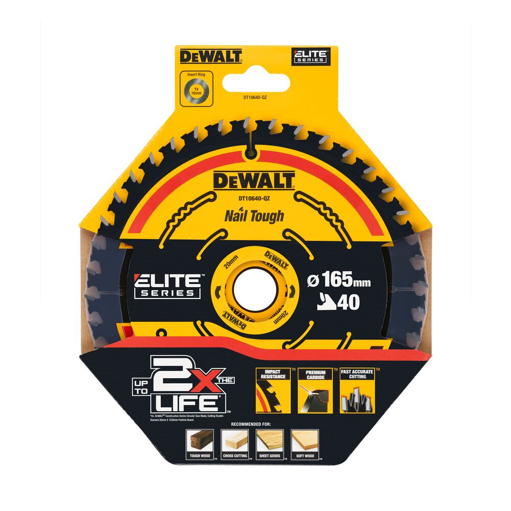 Pjov. diskas medienai DeWalt ELITE CSB 165x20mm 40T 