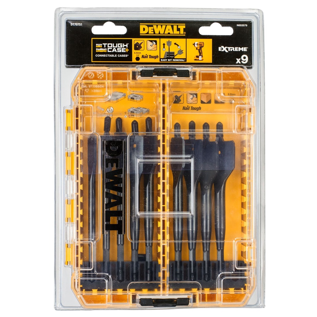 Plunksninių grąžtų rinkinys EXTREME, DeWALT 9 vnt.