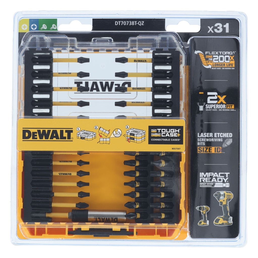 Smūginių antgalių rinkinys EXTREME FLEXTORQ, DeWALT, 31 vnt.