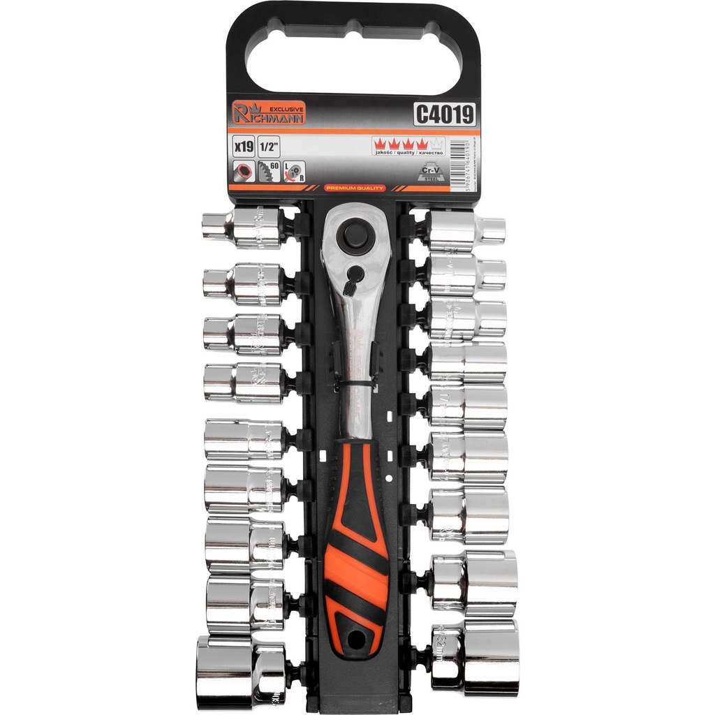 19 pcs. Socket Set with Rachet handle 1/