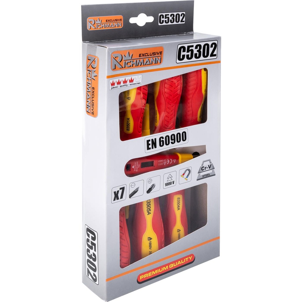 ELECTRICAL SCREDRIVERS 6 PCS + TESTER EN60900