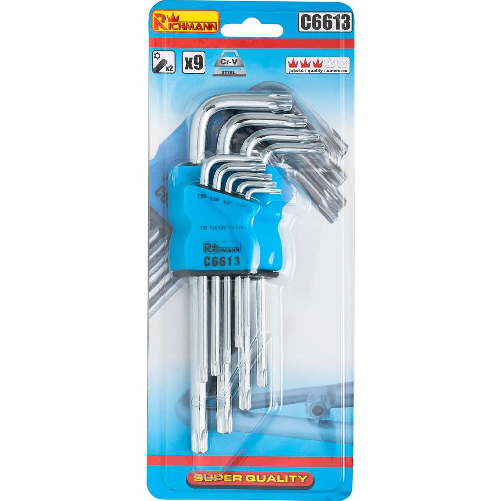 Richmann TORX võtmed T10-T50, 9 tk
