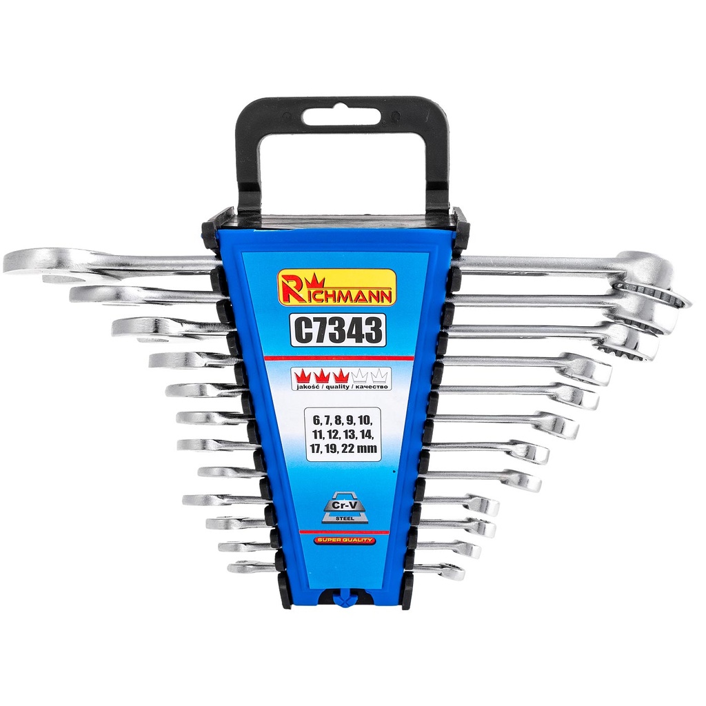 Combination spanners 6-22 mm, 12 PCS, sheet