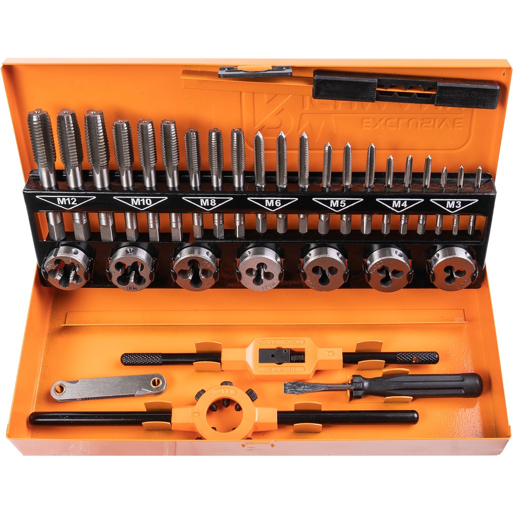 Tap and die kit M3-M12, 22 pcs.