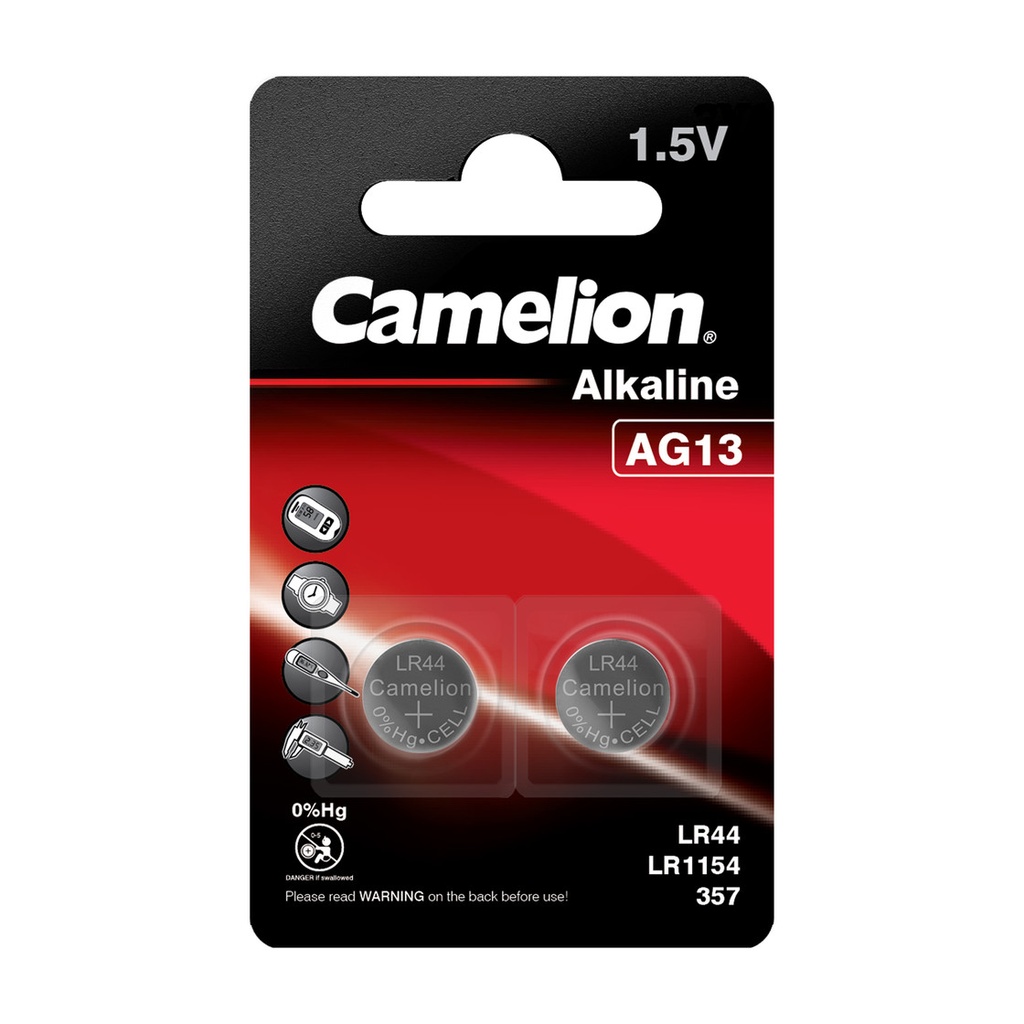 Elavhõbedavaba nööppatarei, LR44/AG13, 1,5V, CAMELION, 2 tk