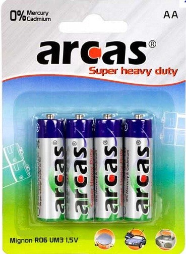 Elementai, anglies cinko, AA, R06, ARCAS, 4 vnt.