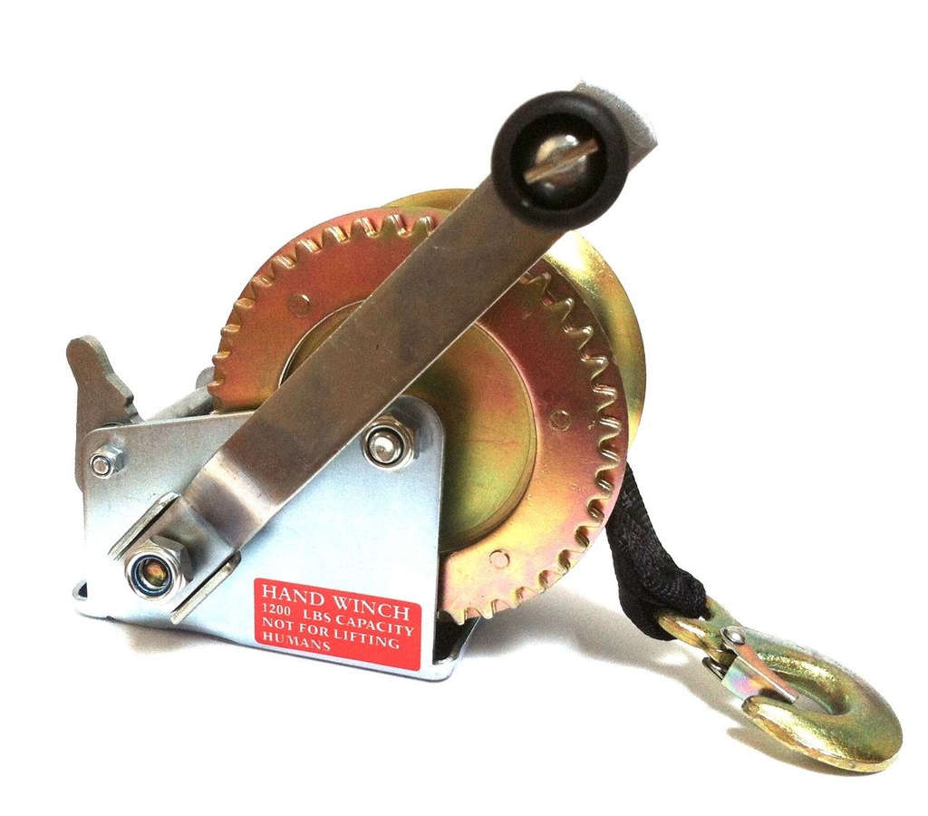 Tape winch with dual gear, 900 kg.