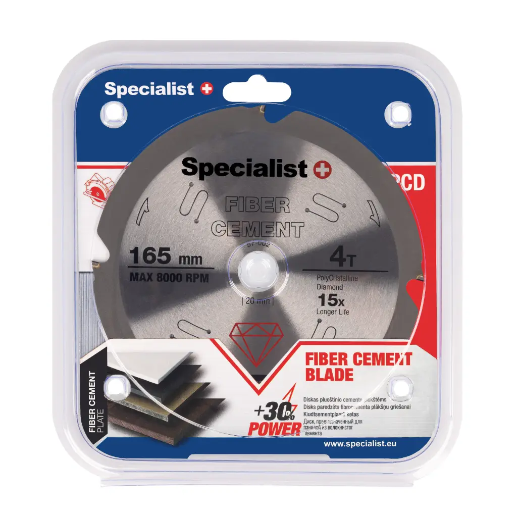 SPECIALIST+ griešanas disks šķiedru cementam, 4T 165 x 20 mm