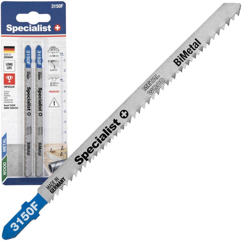 SPECIALIST+ jigsaw blade 3150F (T345XF), 135 mm, 2 vnt.