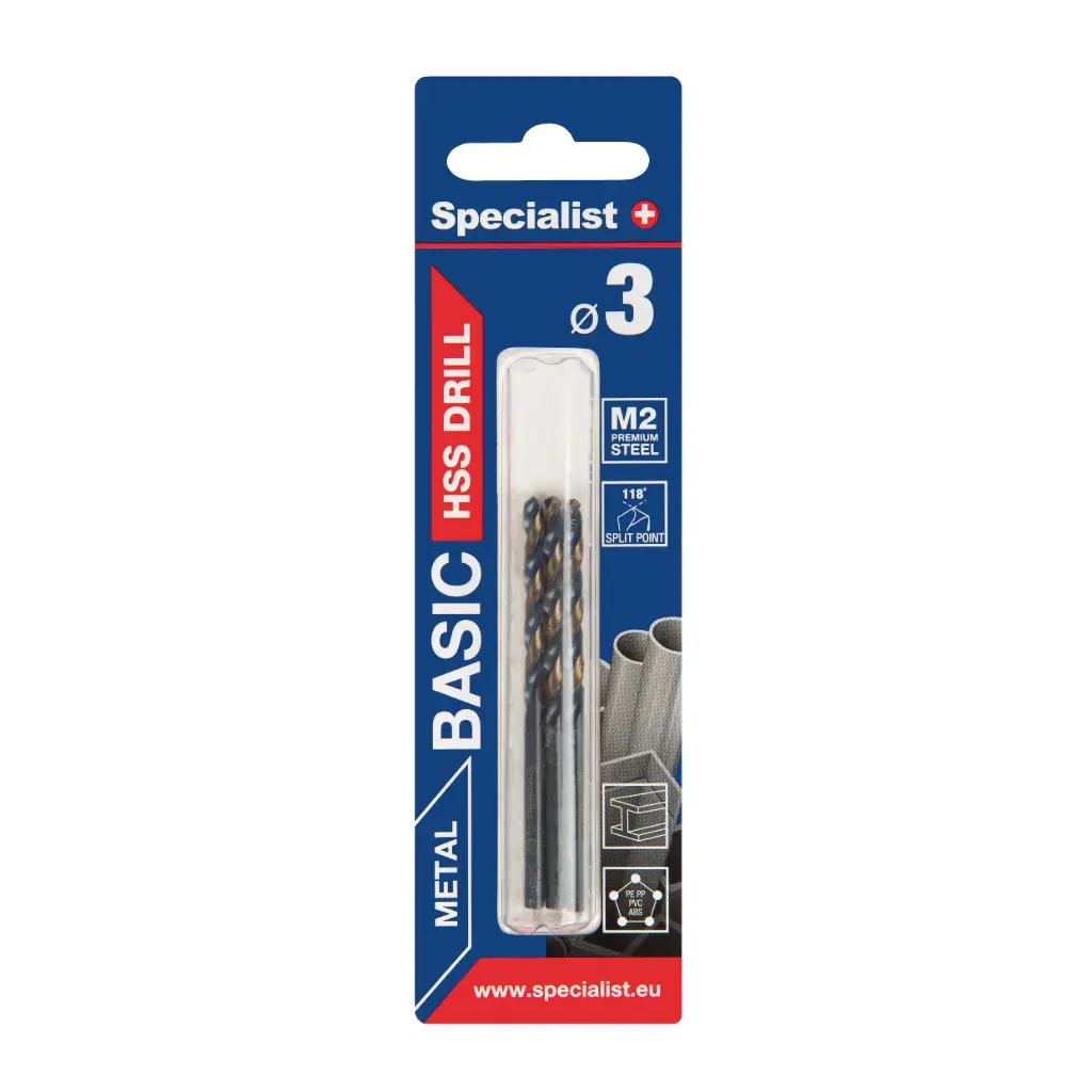 SPECIALIST+ metalo grąžtas BASIC, 3 mm, 3 vnt.