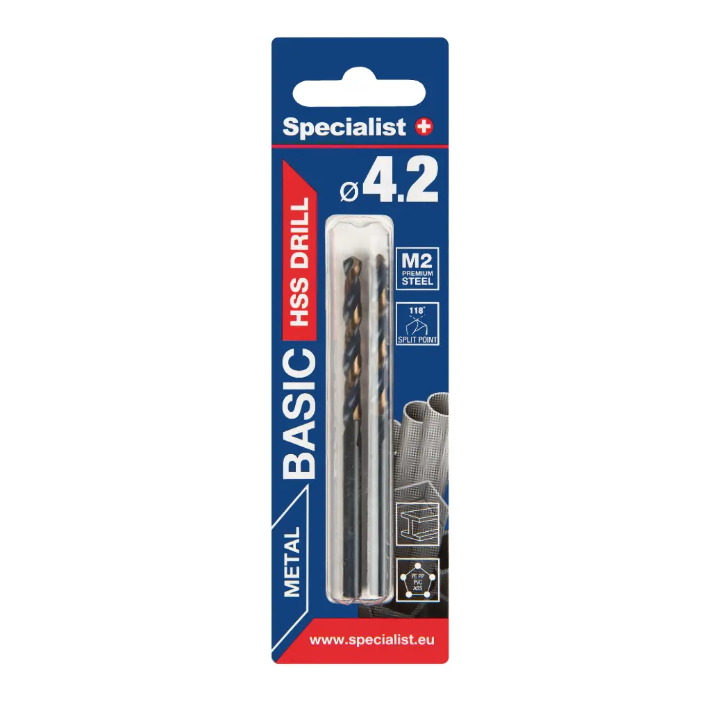 SPECIALIST+ metalo grąžtas BASIC, 4.2mm, 2 vnt.