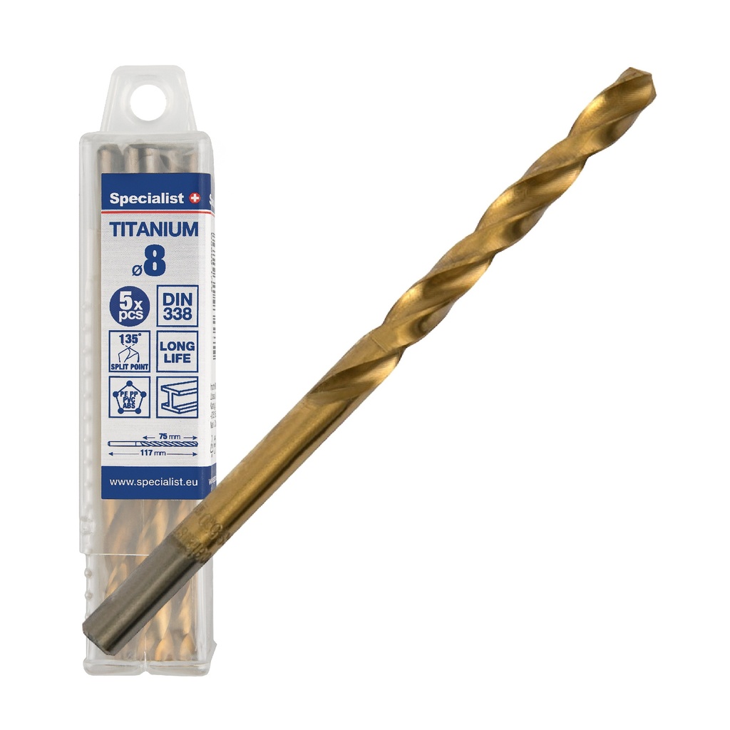 SPECIALIST+ drill bit TITAN, 8 mm, 5 pcs