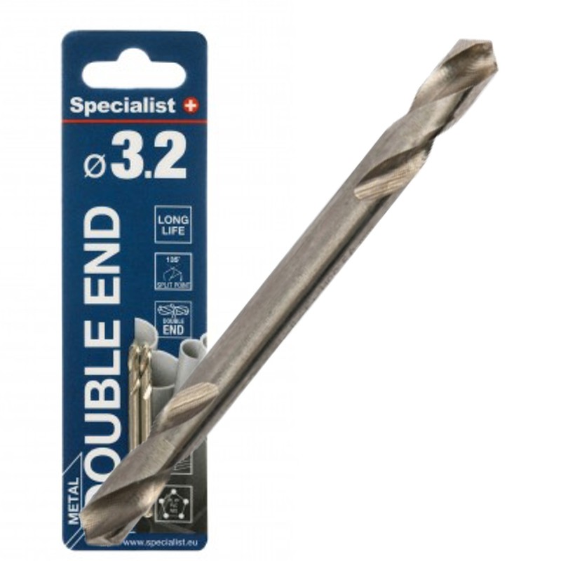 SPECIALIST+ double-ended metal drill bit HSS, 3.2 mm, 2 pcs