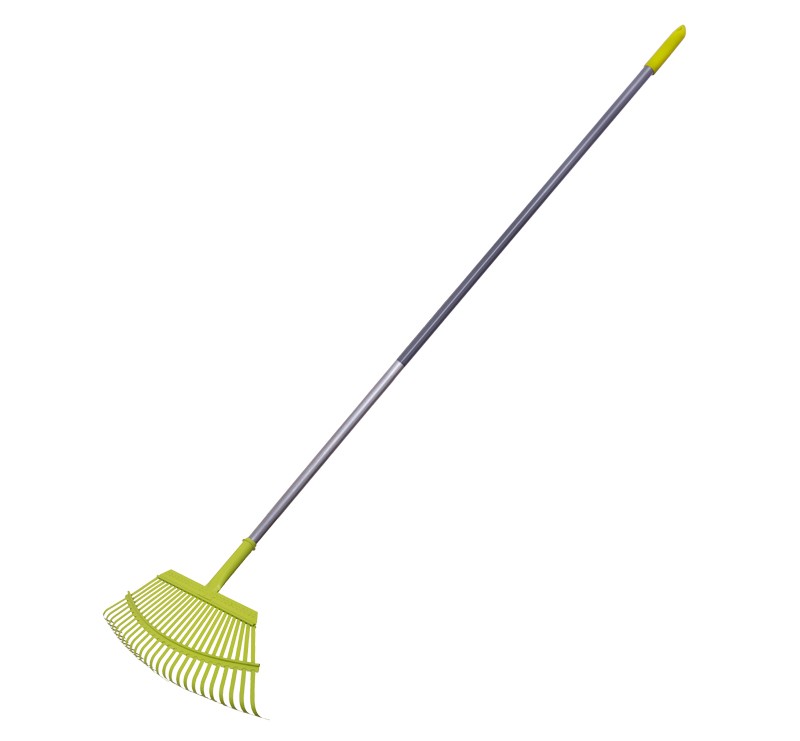 Steel leaf rake, flat 25T, Alu handle 1630mm.