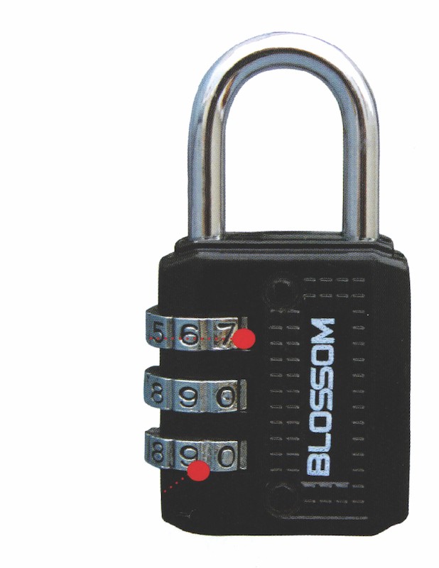 Padlock 30 mm Blossom, galvanized, 3 number codes
