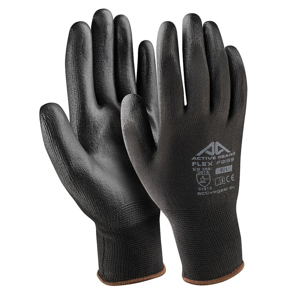 Active Gear mustad polüuretaanist kindad L, 12 tk 