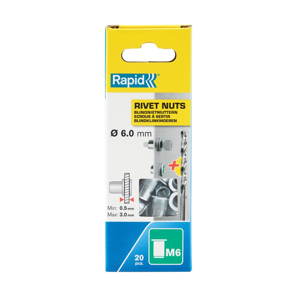 Rivet Nuts M6, 20pcs Blister