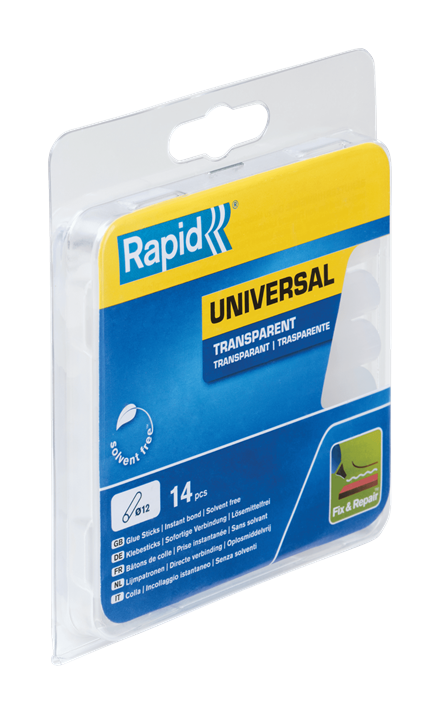 Universal transparent glue sticks 12 mm 125 g, RAPID, 14 pcs