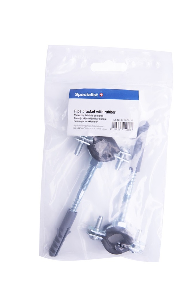 SPECIALIST+ pipe bracket with rubber, 75-80 mm, 2 1/2'