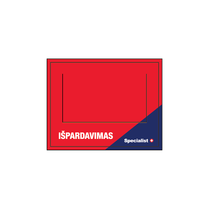 Specialist+ karte „Išpardavimas“ 90 x 70 mm