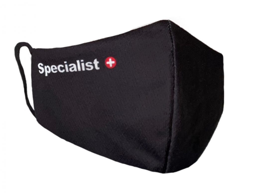 Melna SP+ sejas maska ar logotipu
