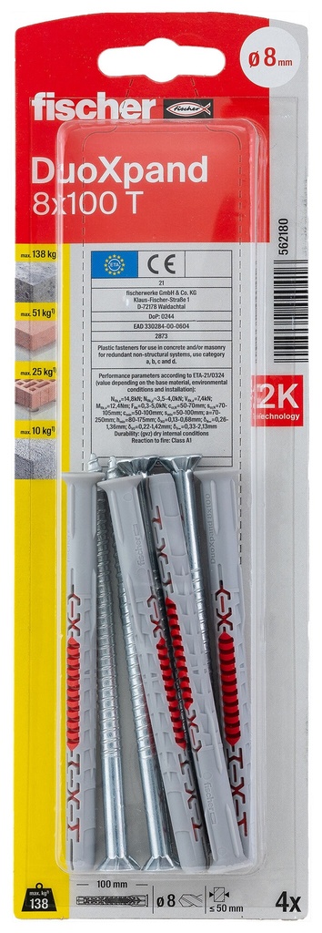 Raamkinnitus kruviga DuoXpand T 8x100 mm, 4 tk
