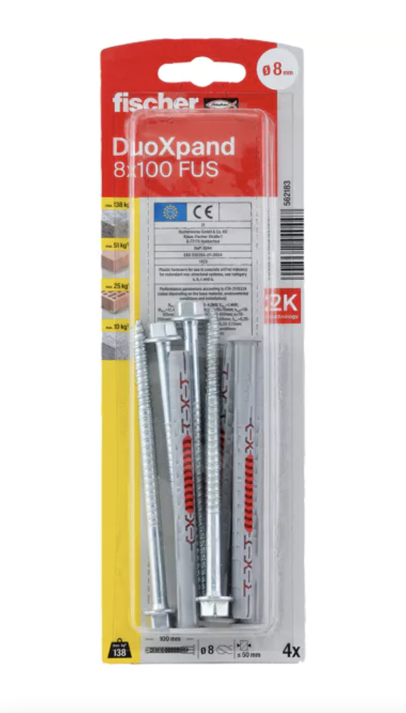 Raamkinnitus kruviga DuoXpand FUS 8x100 mm, 4 tk