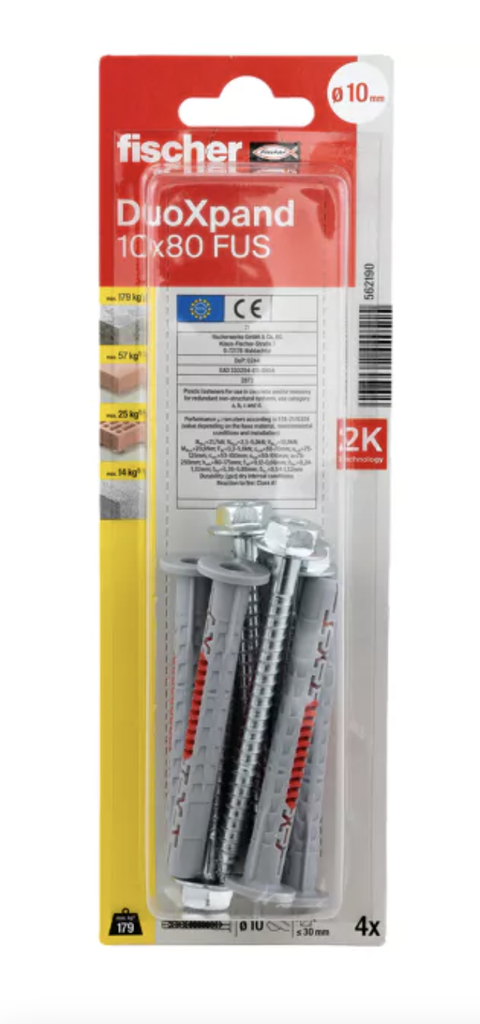 Raamkinnitus kruviga DuoXpand FUS 10x80 mm, 4 tk