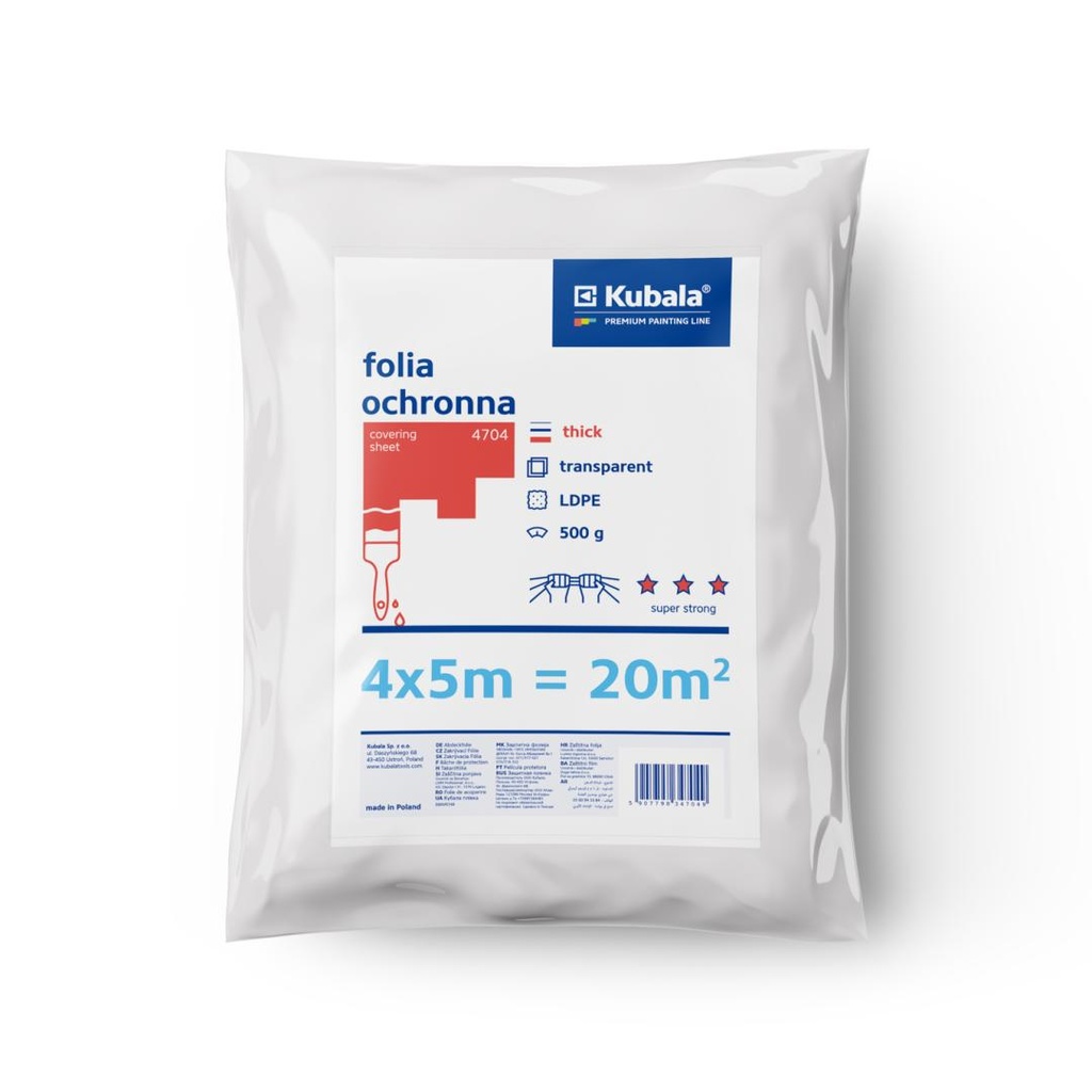 Protective film, 25 micron strong 4x5m 20kv/m.