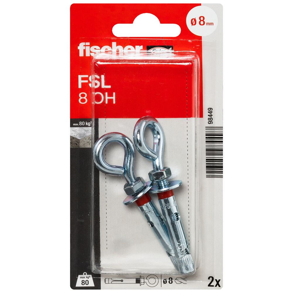 Fischer ankur O-kujulise konksuga FSL 8 OH, 2 tk