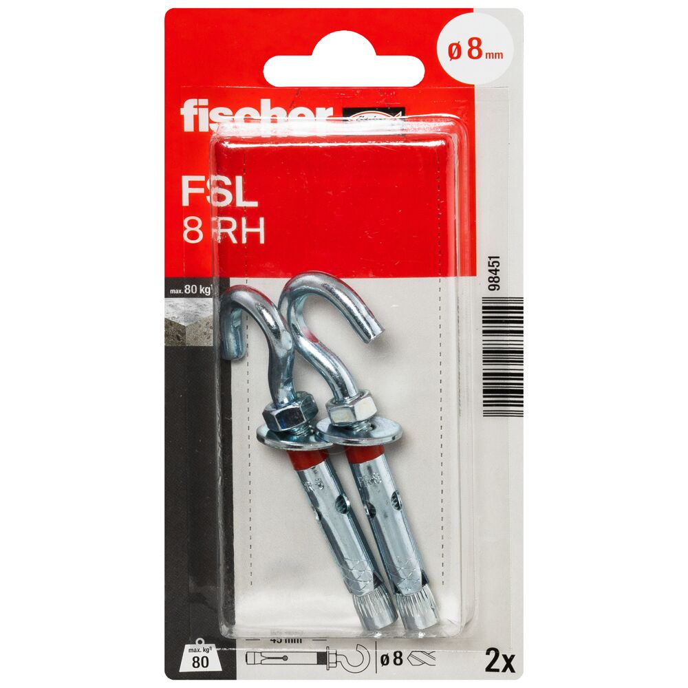 Fischer ankur C-kujulise konksuga FSL 8 RH,  2 tk