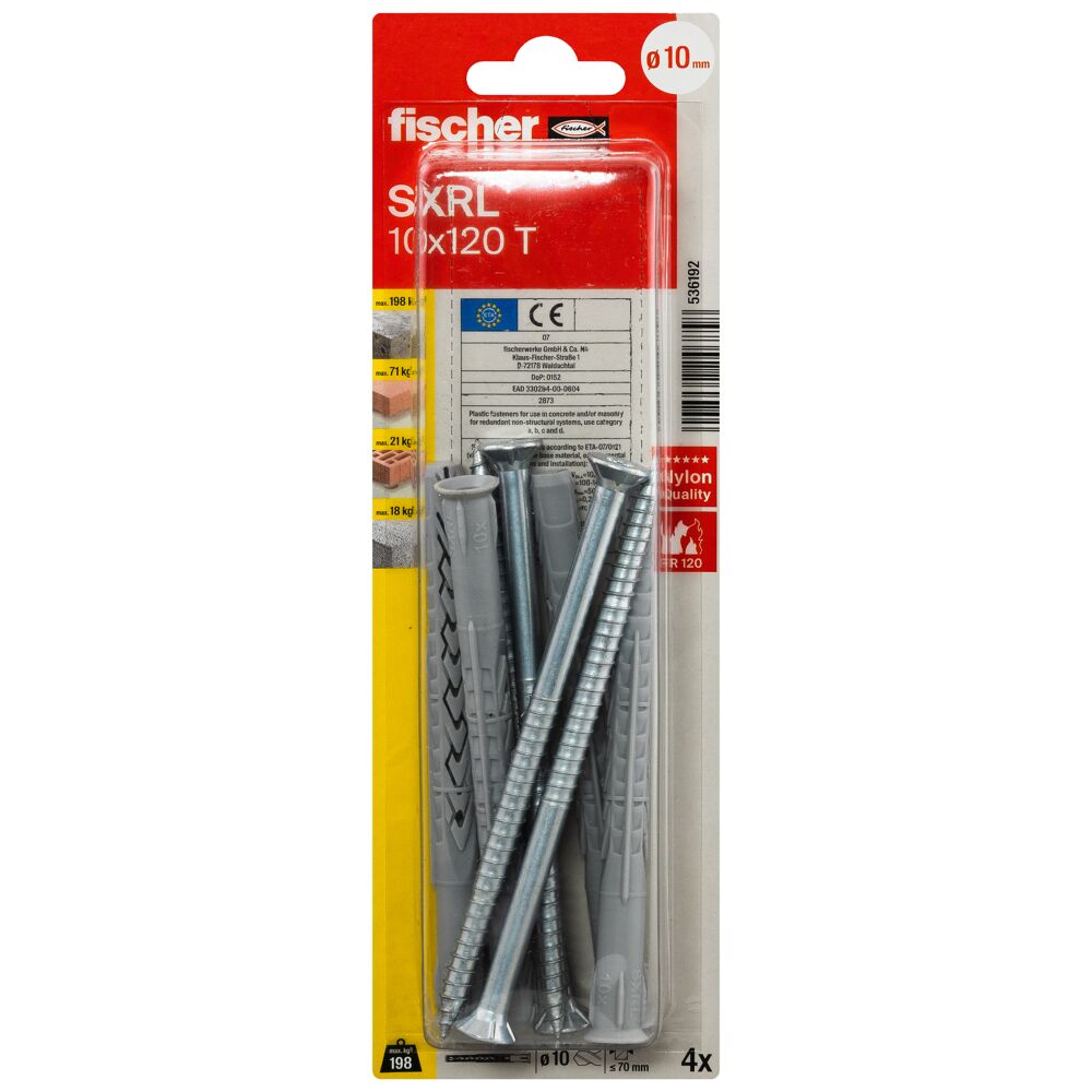 Raamkinnitus SXRL T 10x120 mm, 4 tk