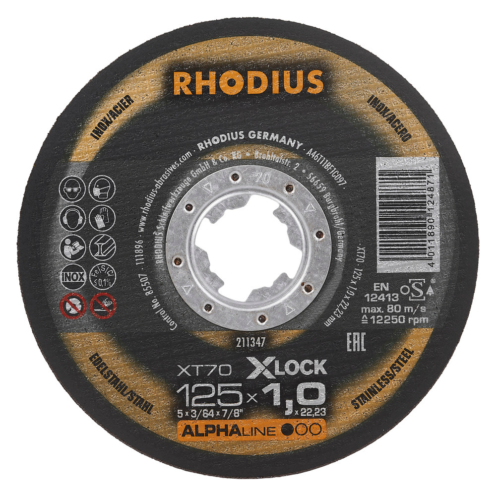 RHODIUS metalli lõikeketas XT70 X-LOCK, 125x1,5x22,23 mm