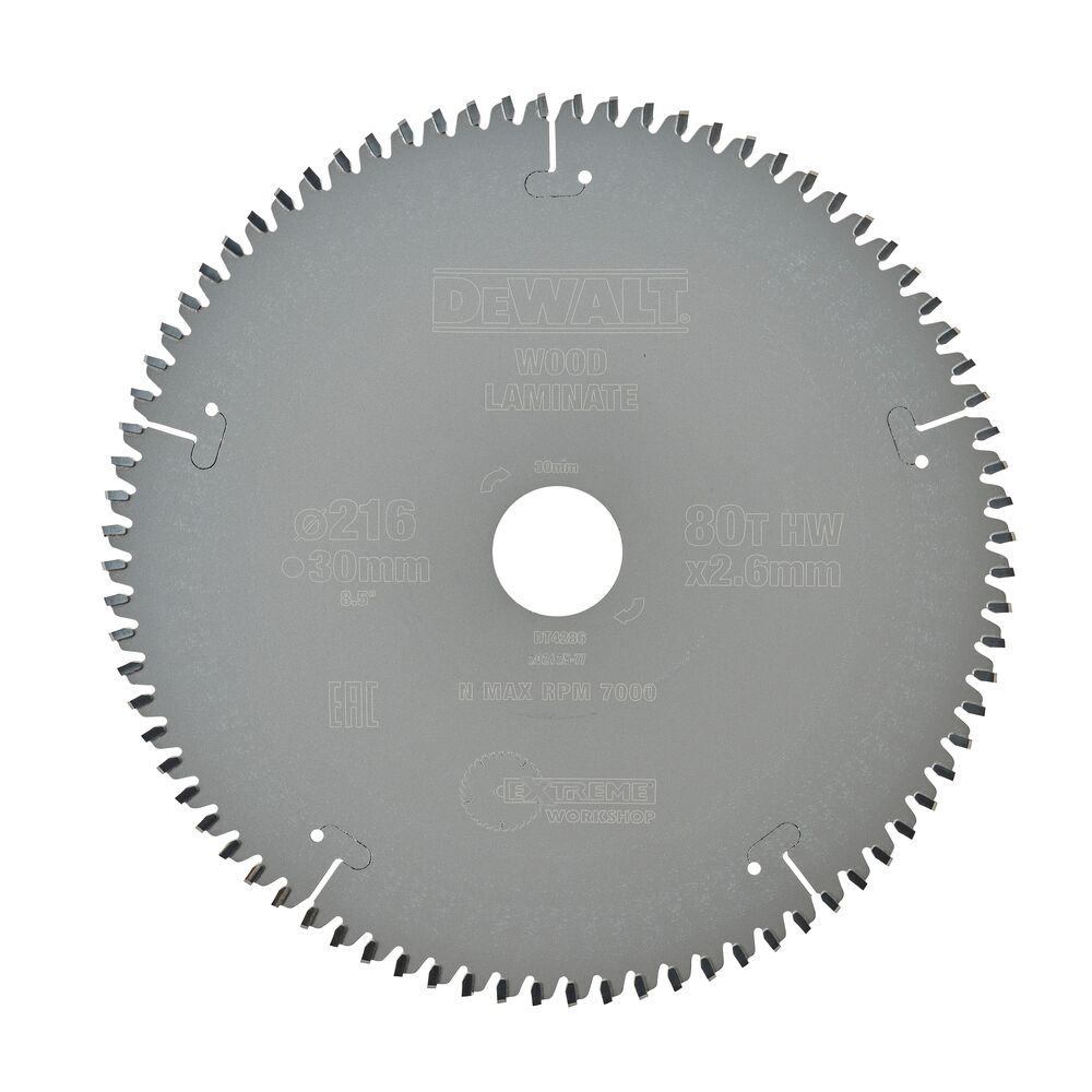 Circular saw blade DeWalt 216mmx30mm 80T