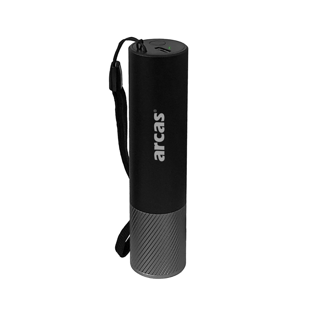 Pocket flashlight 300lm, 3W, rechargeable USB-C, black, ARCAS