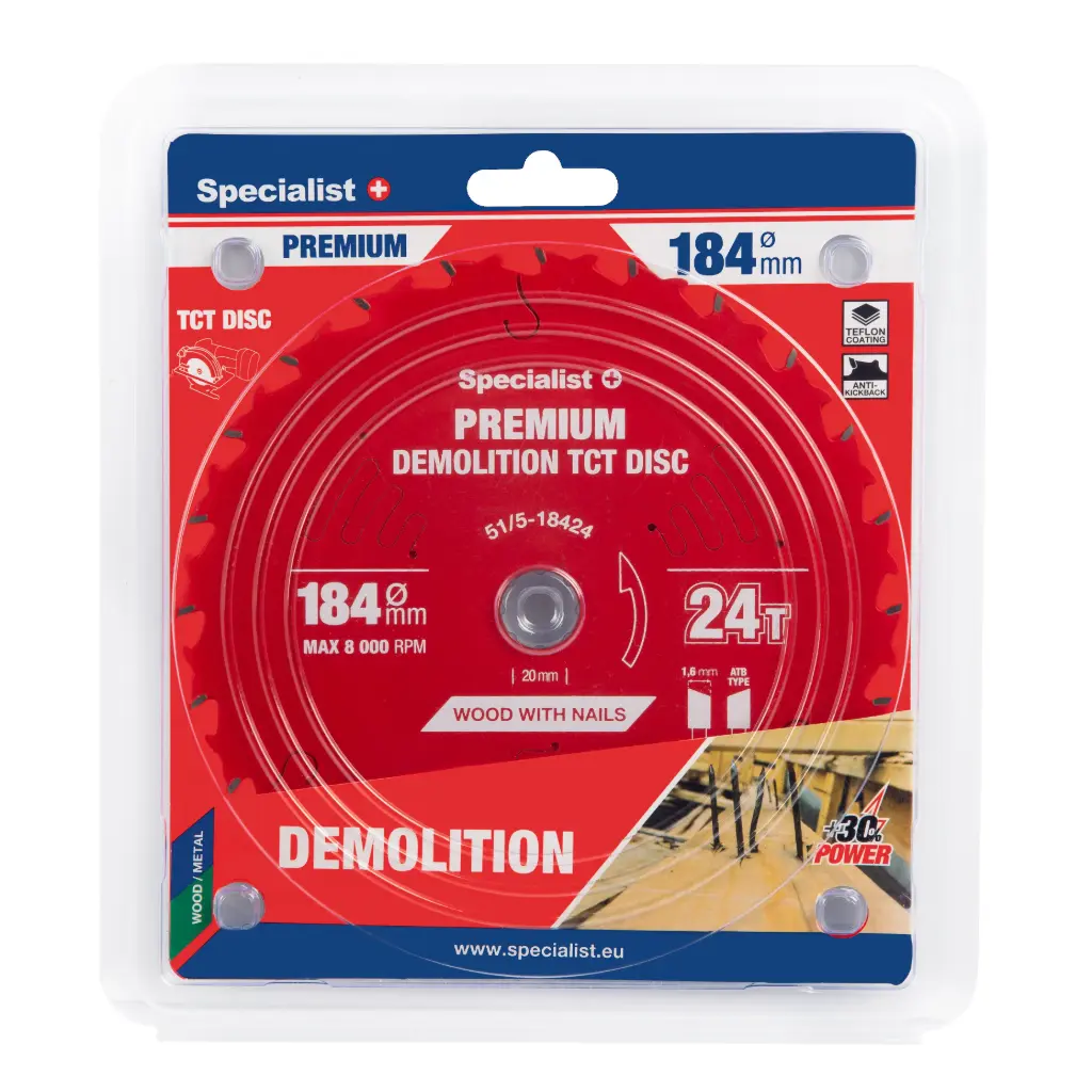 Griešanas disks 184x24Tx20/16mm, Demolition PREMIUM, SPECIALIST+