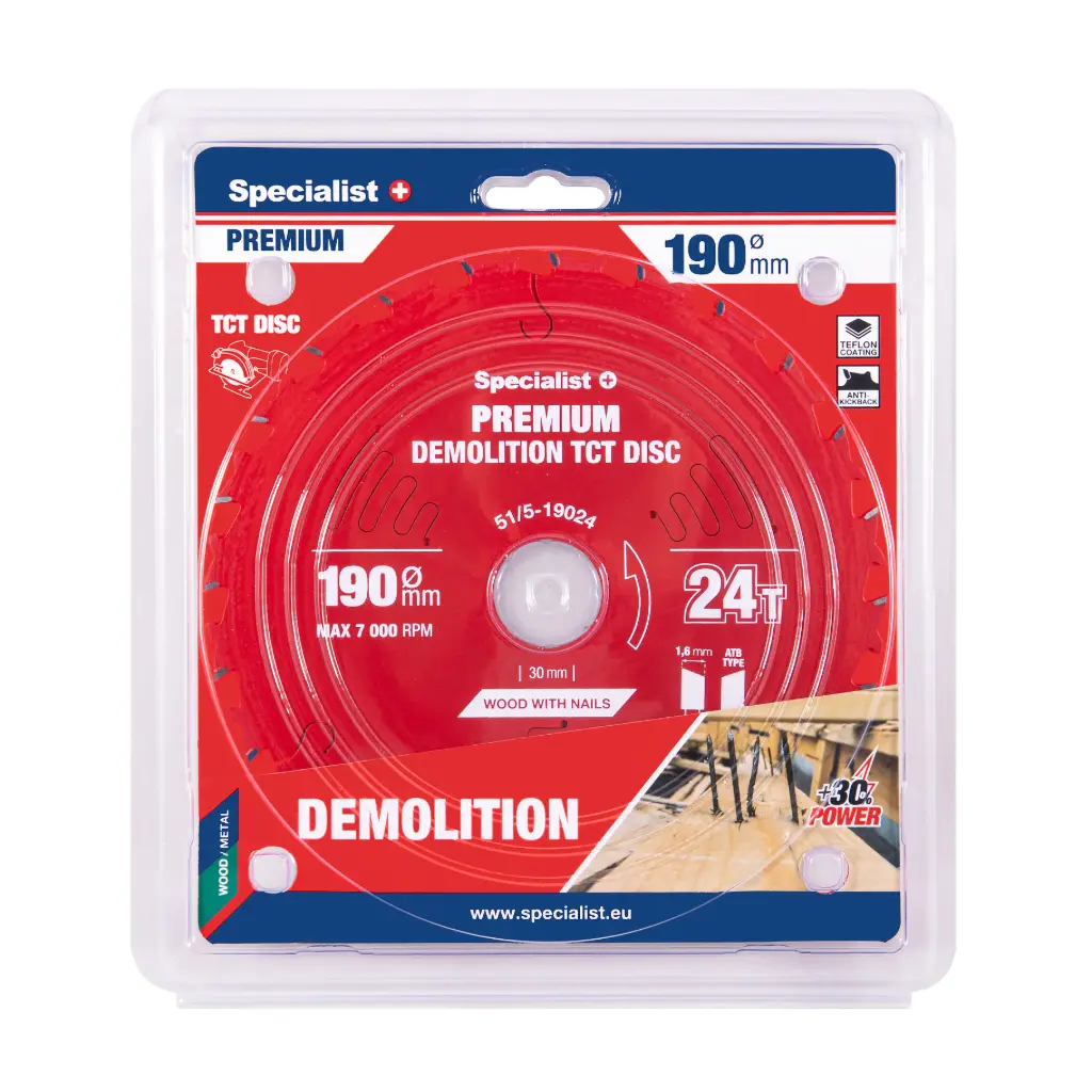 Pjovimo diskas 190x24Tx30mm, Demolition PREMIUM, SPECIALIST+