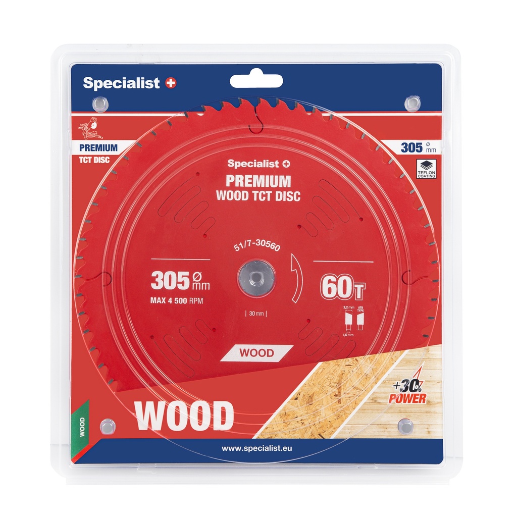 Pjovimo diskas 305x60Tx30mm, Wood PREMIUM, SPECIALIST+ 