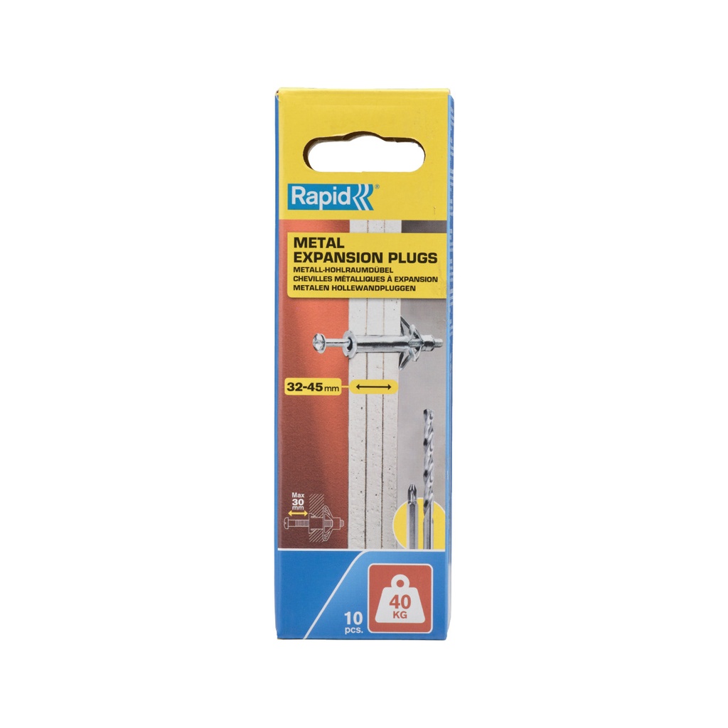 Anchor for 32-45 mm thick walls, Rapid, 10 pcs, max load 40 kg