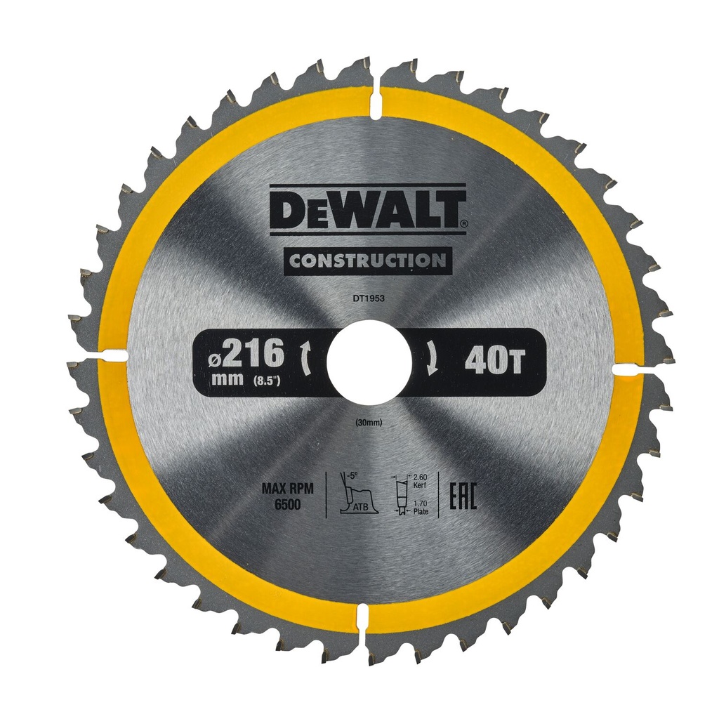 DeWALT saeketas 216x30x40T