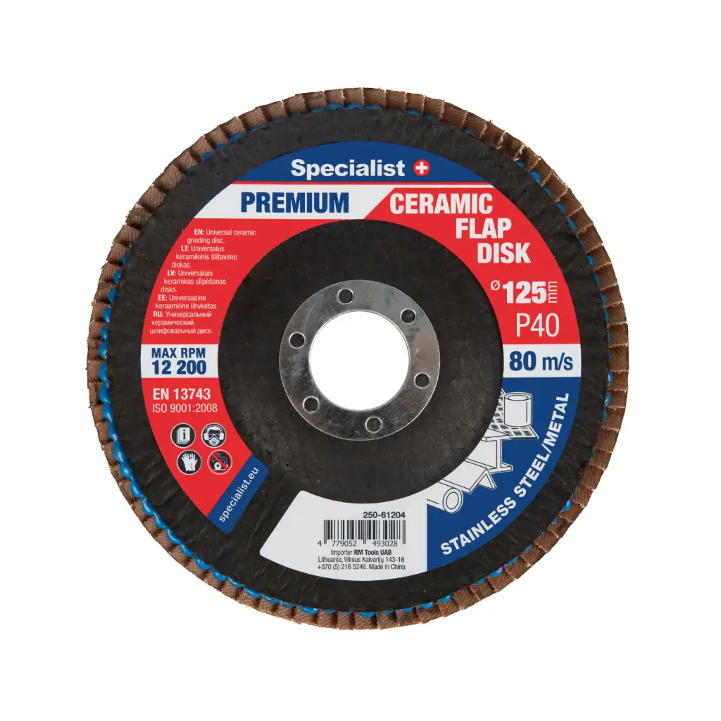 Atlokšņu slīpēšanas disks 125 mm, P40, Keramiskais PREMIUM, SPECIALIST+