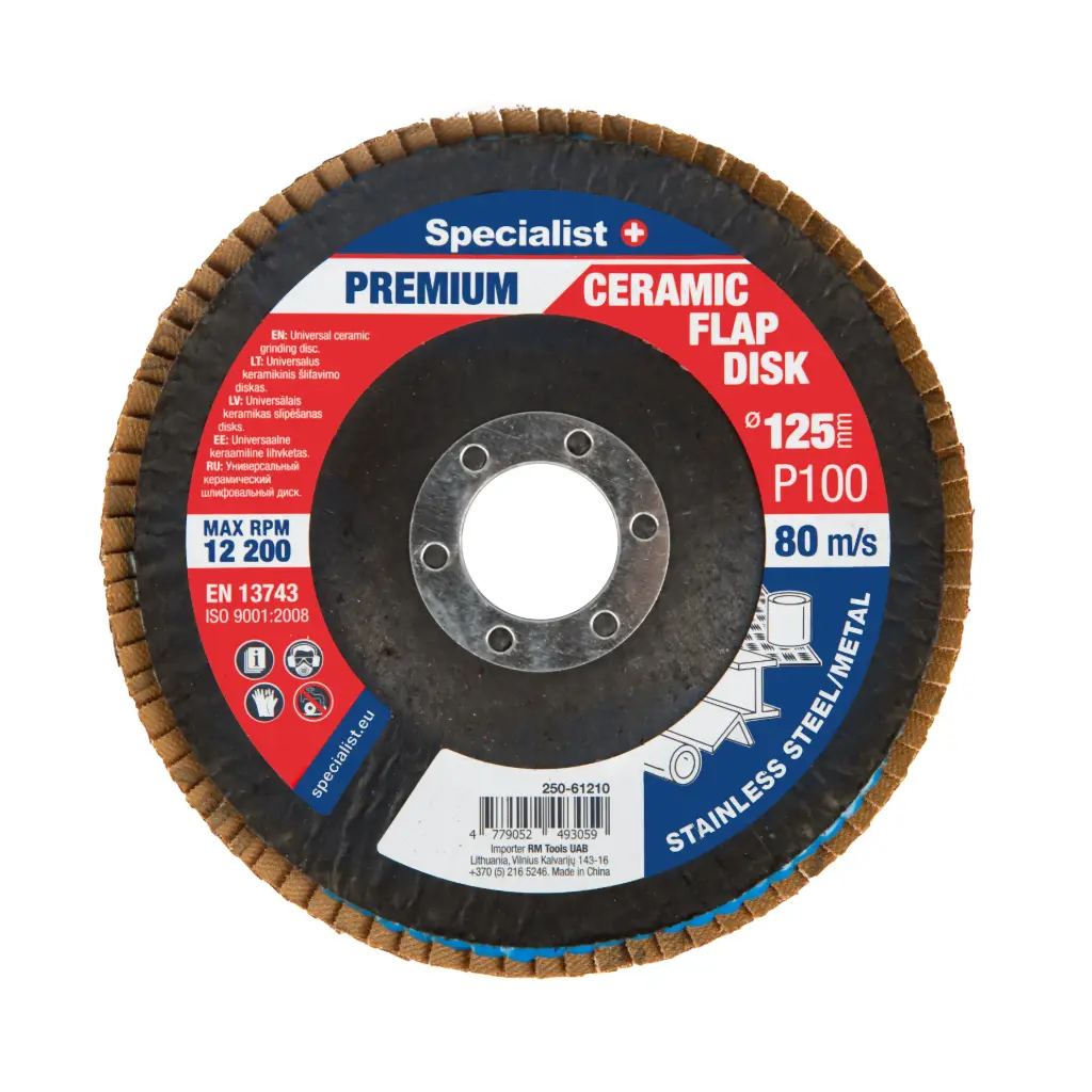 Flap sanding disc 125 mm, P100, Ceramic PREMIUM, SPECIALIST+