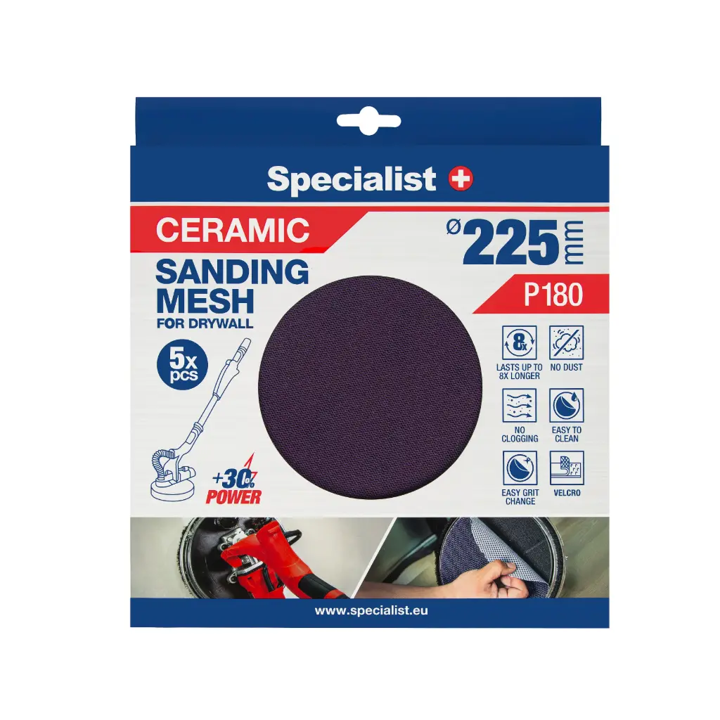 Specialist+ keramikinis tinklelis MESH, 225 mm, P180, 5 vnt.