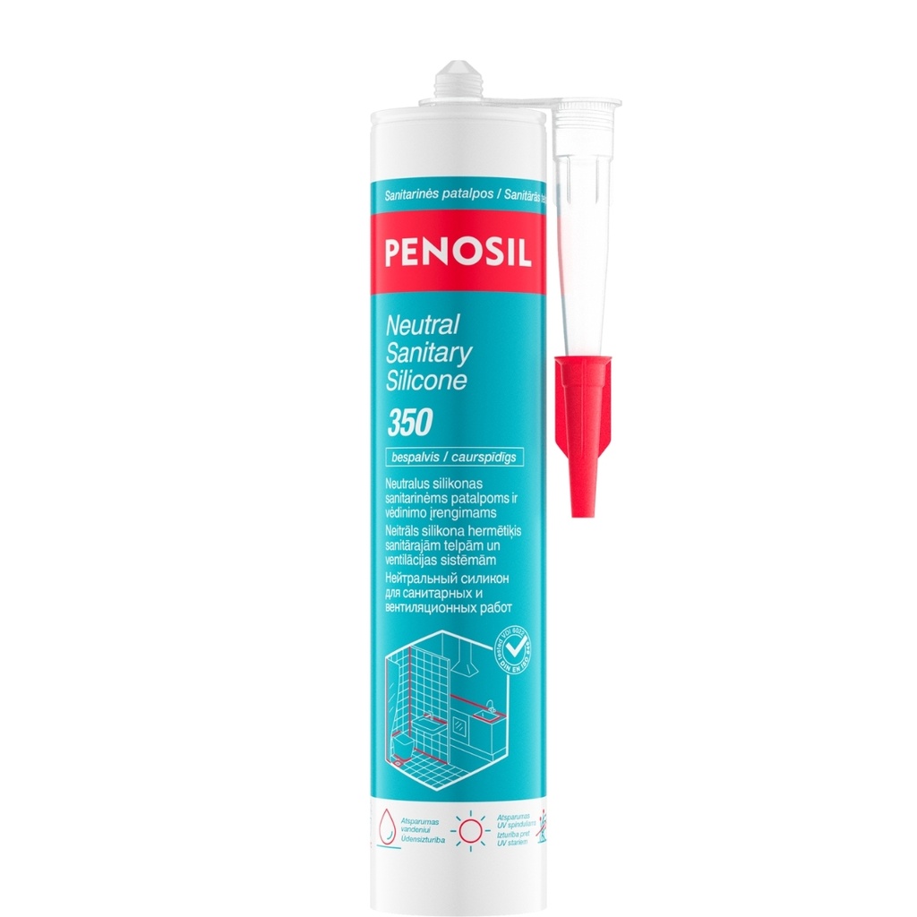 Neutraalne sanitaarsilikoon Neutral Sanitary Silicone 350, värvitu, 280 ml, PENOSIL