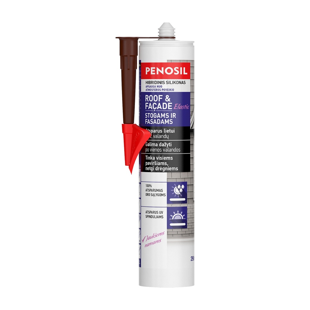 Elastingas stogų ir fasadų hermetikas Roof&Facade Elastic,  ruda, 290 ml, PENOSIL