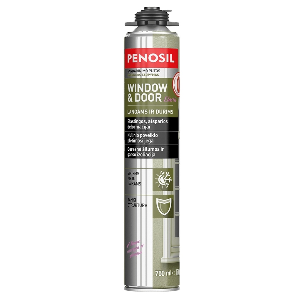 PENOSIL Window & Door Elastic elastīgās logu un durvju montāžas putas ar salmiņaplikatoru