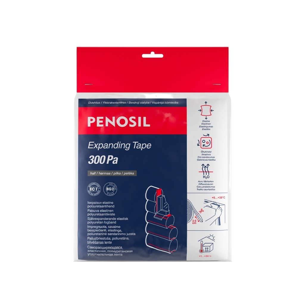 Savaime besiplečianti juosta Expanding Tape 300 Pa, pilka, 10/3-5mm, 10m/ritin, PENOSIL 