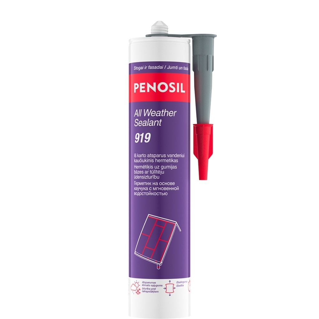 Atsparus vandeniui hermetikas All Weather Sealant 919, pilka, 300 ml, PENOSIL 