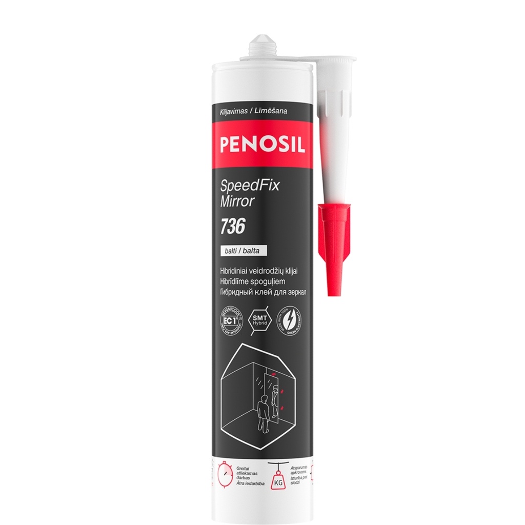 Hibridiniai veidrodžių klijai SpeedFix Mirror 736, balta, 290 ml, PENOSIL