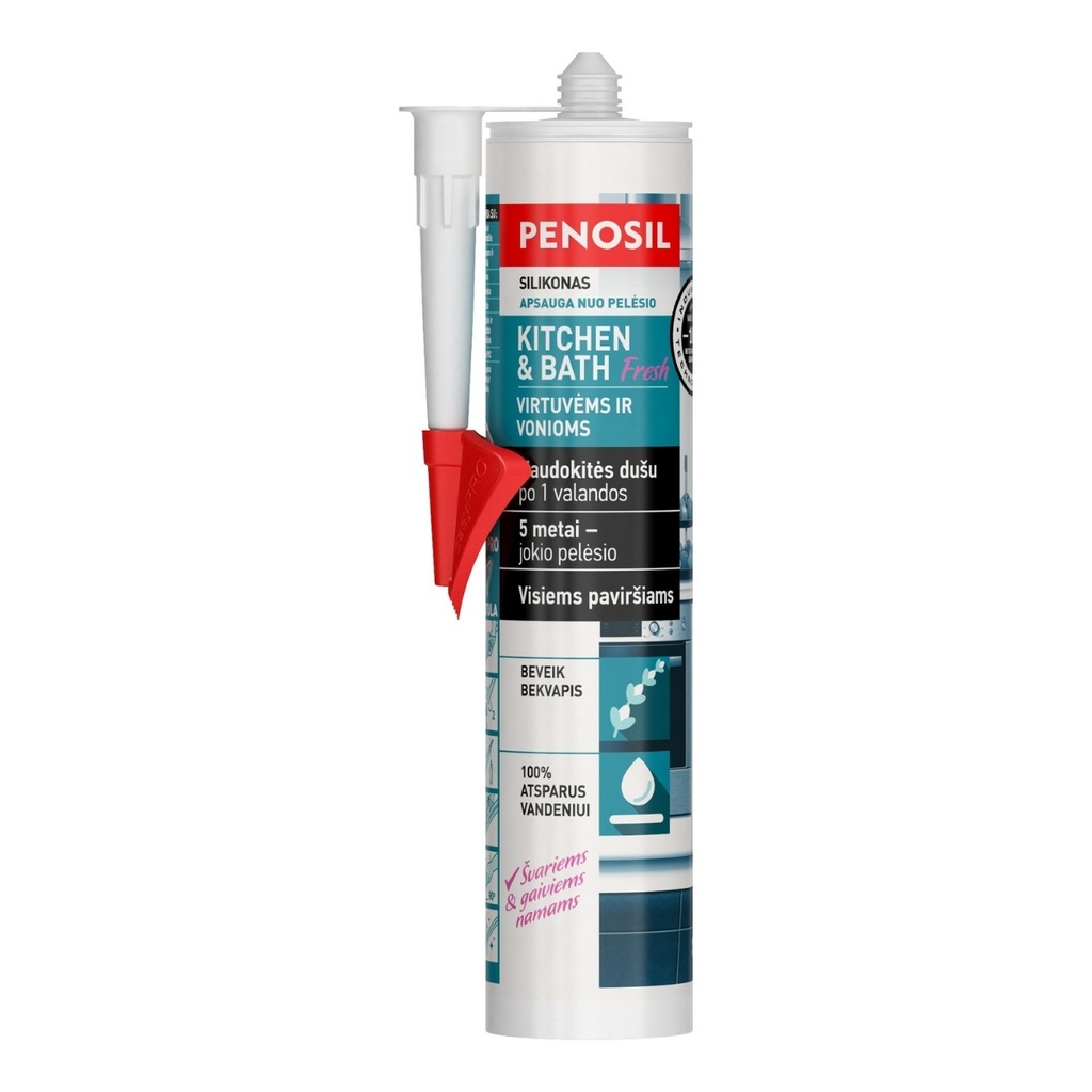 Köögi- ja vannitoasilikoon Kitchen & Bath Fresh, valge, 310 ml, PENOSIL